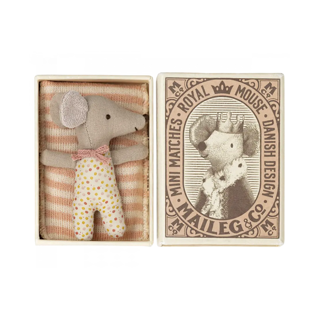 Baby Mouse in Matchbox - Sleepy Wakey - Rose
