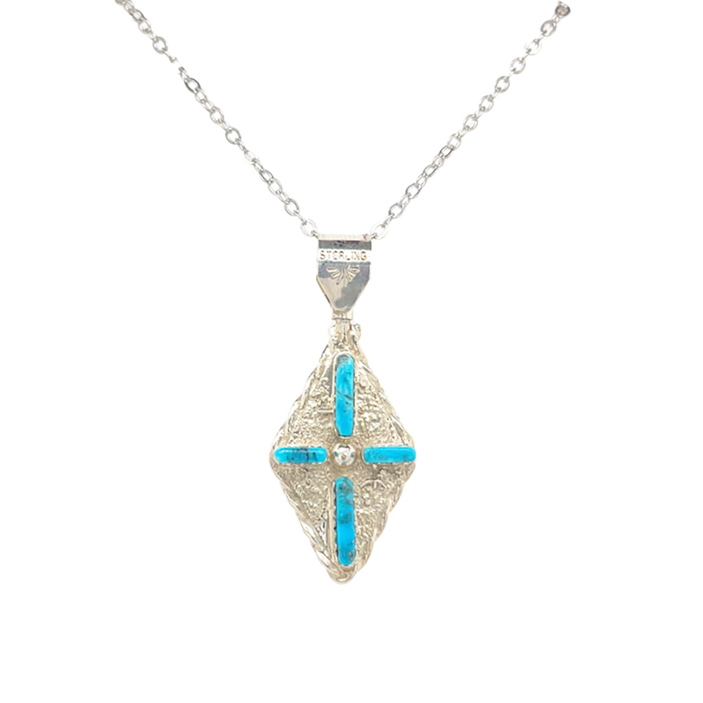 SILVER INLAY REVERSIBLE PENDANT NAP025 ZUNI - BEVIS TSADIASI
