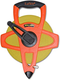Crescent Lufkin 1/2" x 100m/328' Hi-Viz Orange Fiberglass SAE/Metric Dual Sided Tape Measure - FM100CME, Orange/Black