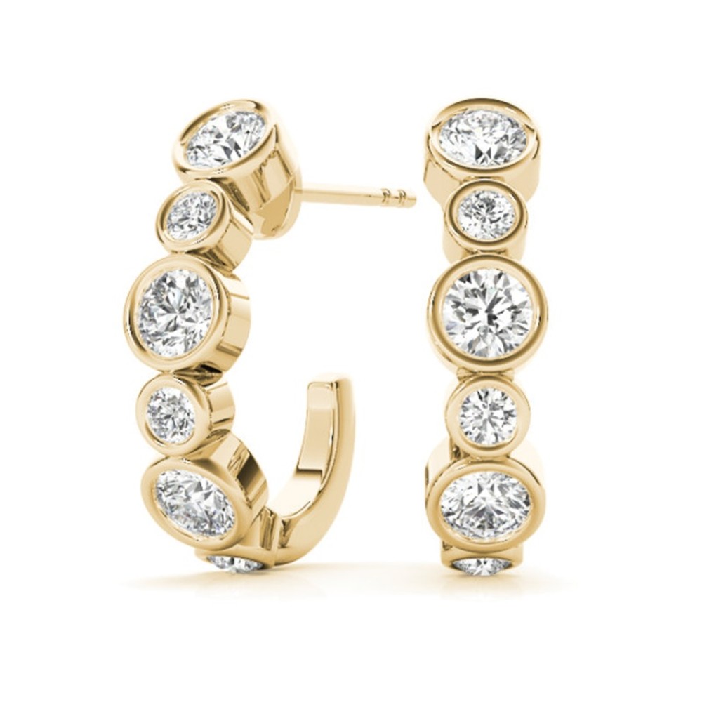 Bezel Set Diamond Hoop Earrings