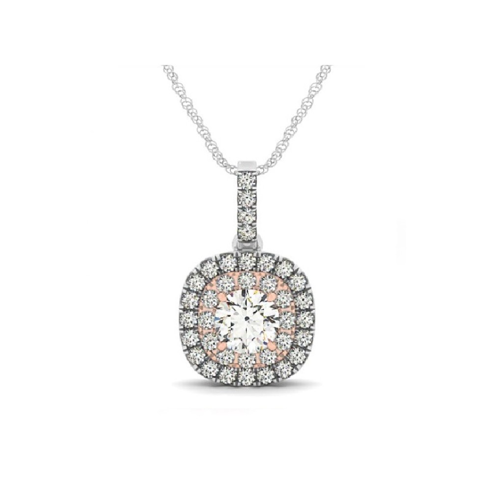 Cushion Double Halo Diamond Pendant