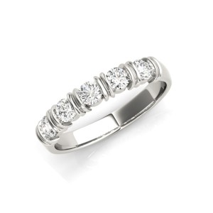 Five Stone Double Bar Diamond Wedding Band