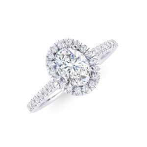 Engagement Ring With An Oval Halo