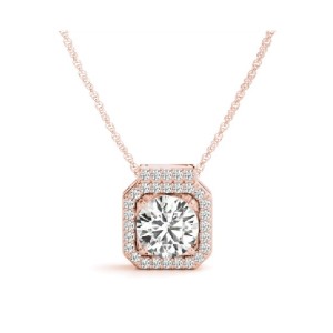 Fancy Square Halo Diamond Pendant