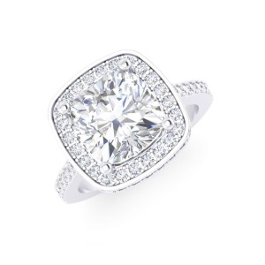 Cushion Halo Ring With Pave Diamonds