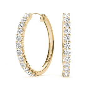 Round Diamond Hoop Earrings