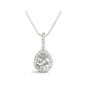 Pear Halo Diamond Pendant