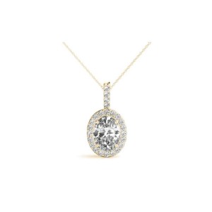 Oval Halo Diamond Pendant