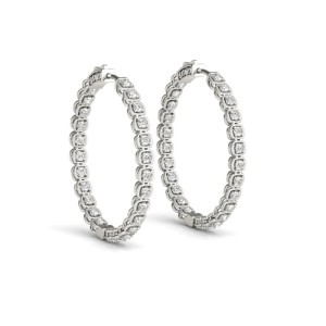 Round Diamond Inside Outside Hoop Earrings