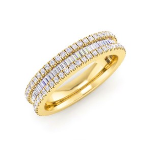 Baguette And Round Diamond Wedding Band