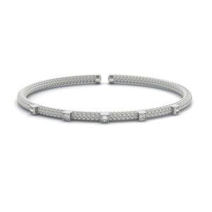 Netted Cuff Bracelet with Square Diamond Bezels