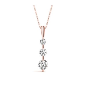 Bar Three Stone Diamond Necklace