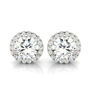 Round Diamond Halo Earrings