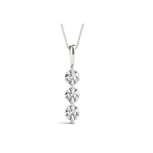 Shared Prong Three Stone Diamond Pendant