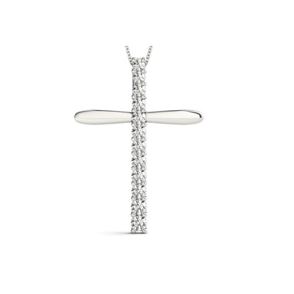 Single Row Diamond Cross Pendant