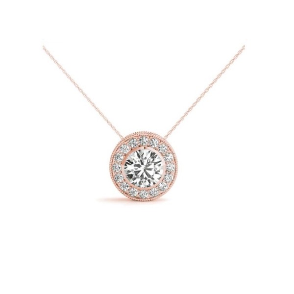 Round Halo Diamond Pendant