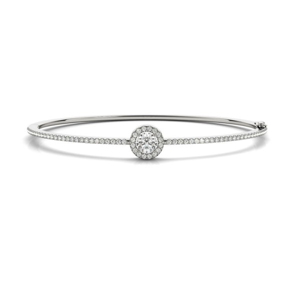 Round Halo Diamond Bangle Bracelet