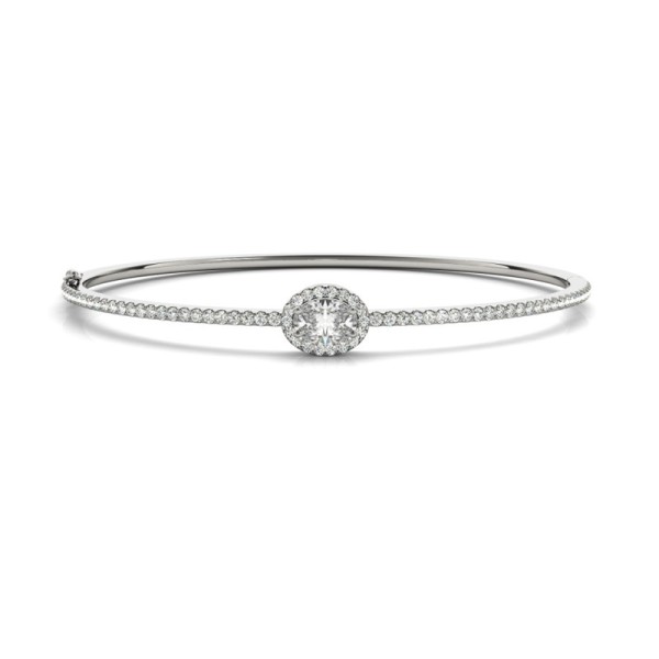 Oval Halo Diamond Bangle Bracelet