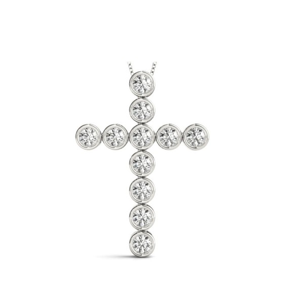 Bezel Diamond Cross Pendant
