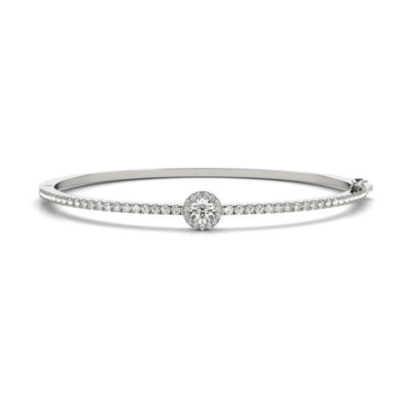 Round Halo Diamond Bangle Bracelet