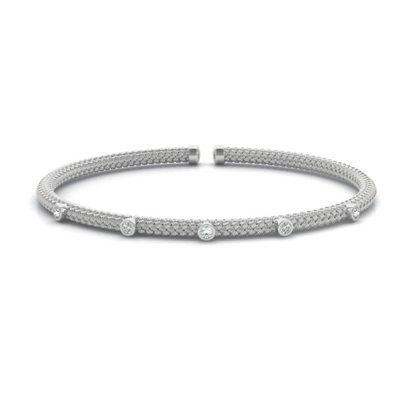 Basket Weave Cuff Bracelet with Diamond Bezels