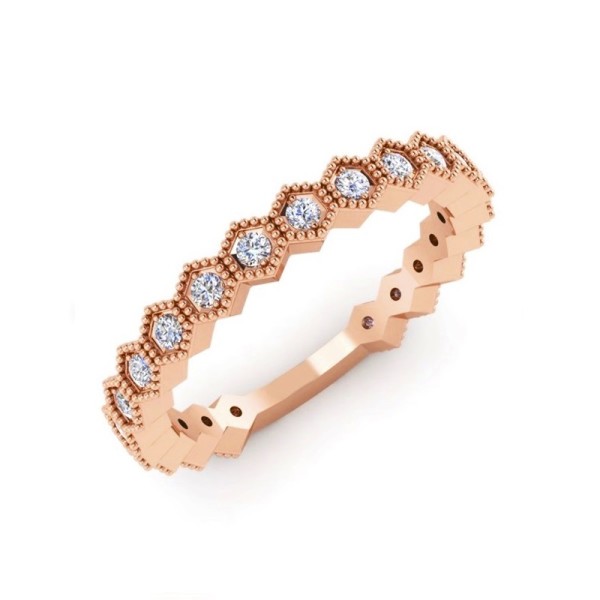 Beaded Hexagon Diamond Stackable Band