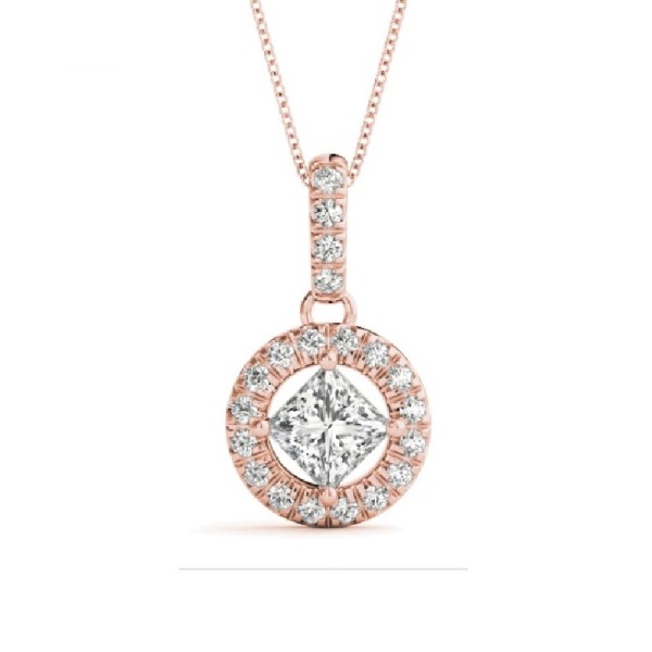 Round Fancy Halo Diamond Pendant