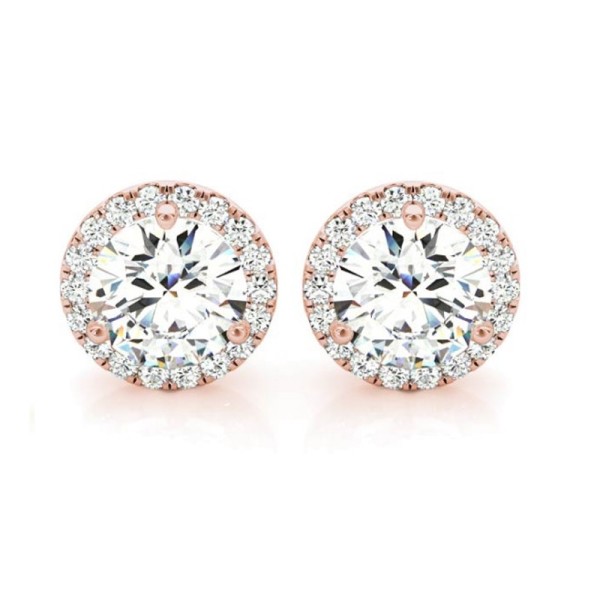 Round Diamond Halo Earrings