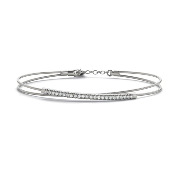 Cross Over Wire Bracelet with Diamond Bar