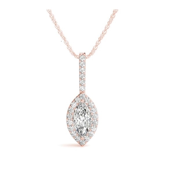 Marquise Diamond Halo Pendant