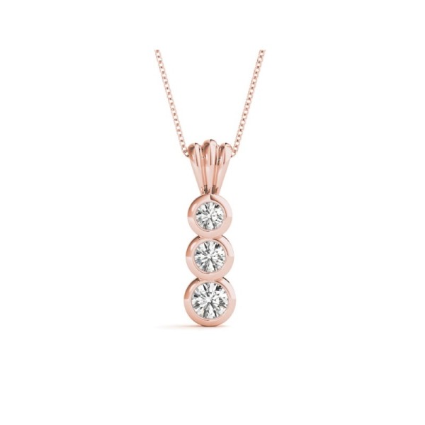 Bezel Set Three Stone Diamond Necklace