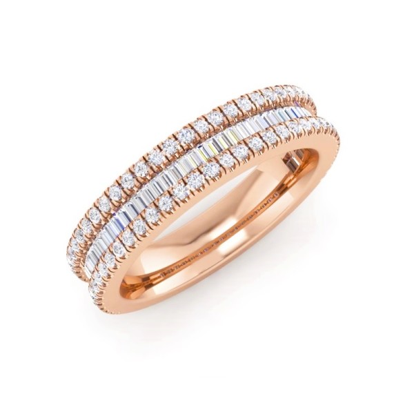 Baguette And Round Diamond Wedding Band