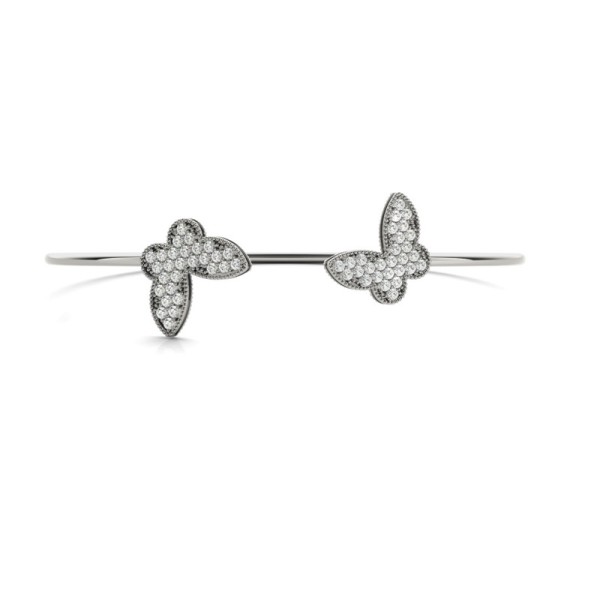Open Cuff Bracelet with Butterfly Pave Stations
