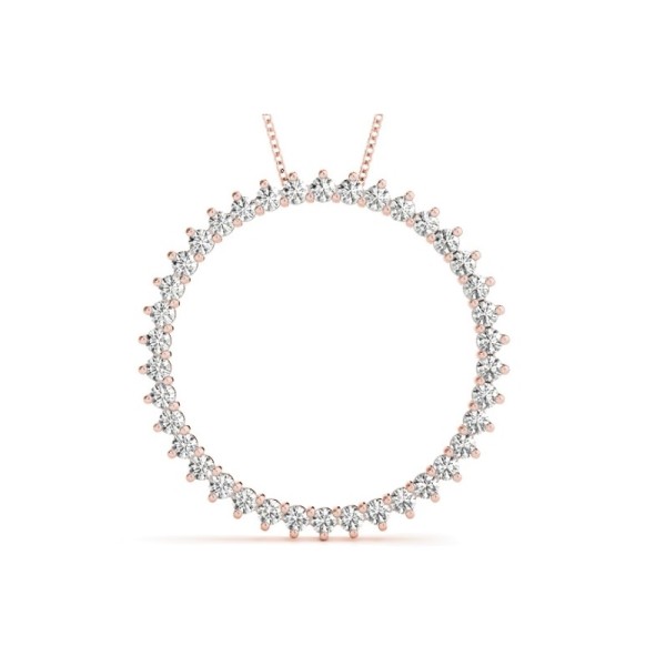 Three Prong Circle Diamond Pendant