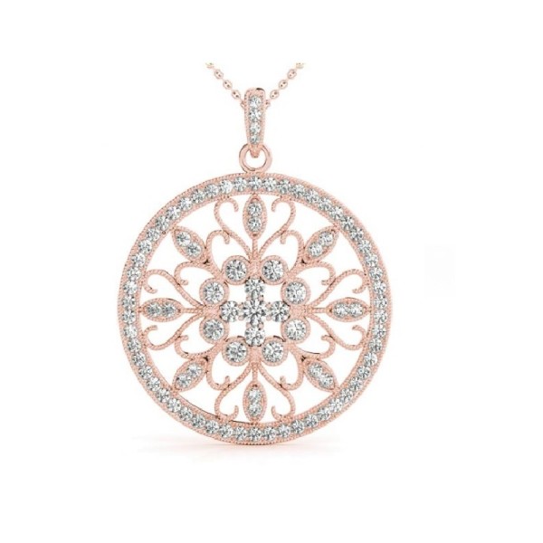 Round Shaped Fancy Diamond Pendant