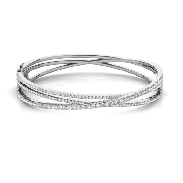 Triple Row Diamond Bangle Bracelet