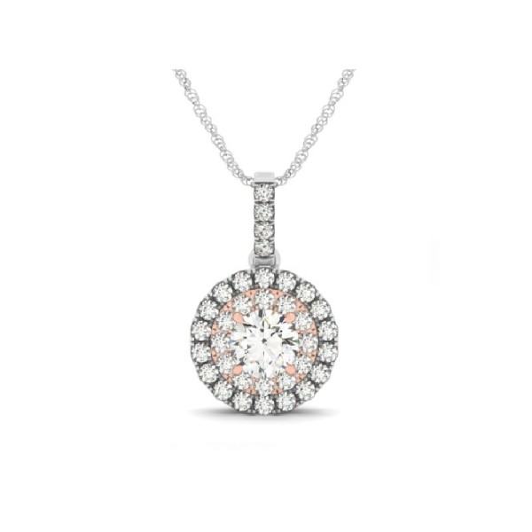 Round Double Halo Diamond Pendant