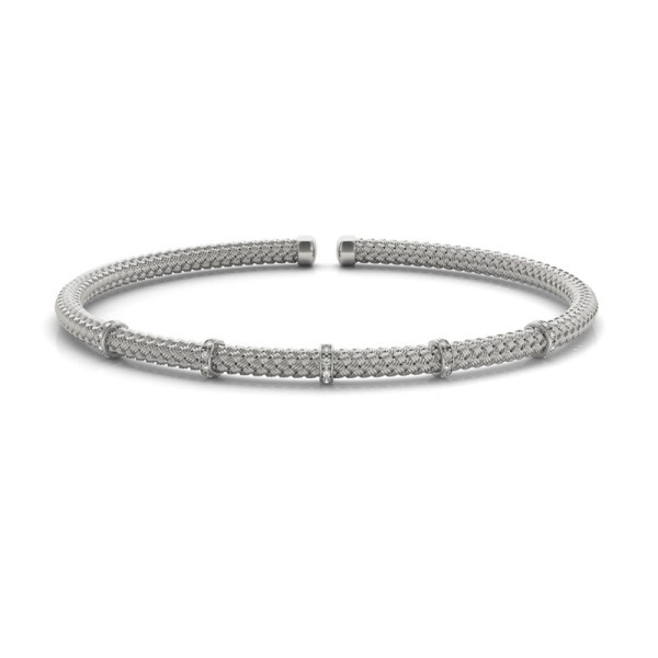 Woven Cuff Bracelet with Diamond Bar Accents