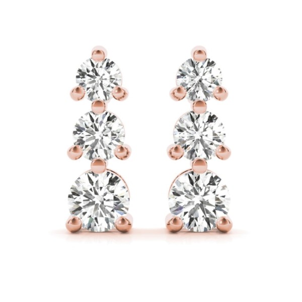 Round 3 Stone Diamond Earrings