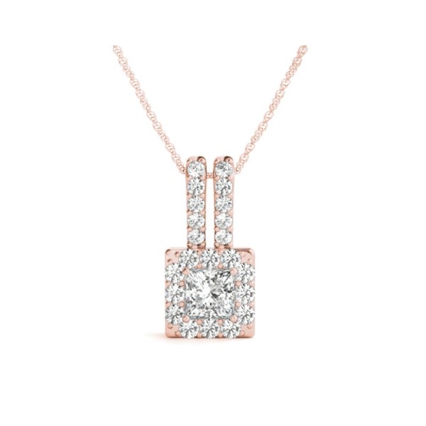 Fancy Princess Diamond Halo Pendant