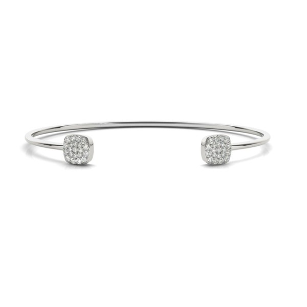 Open Cuff Bracelet with Cushion Pave Stations