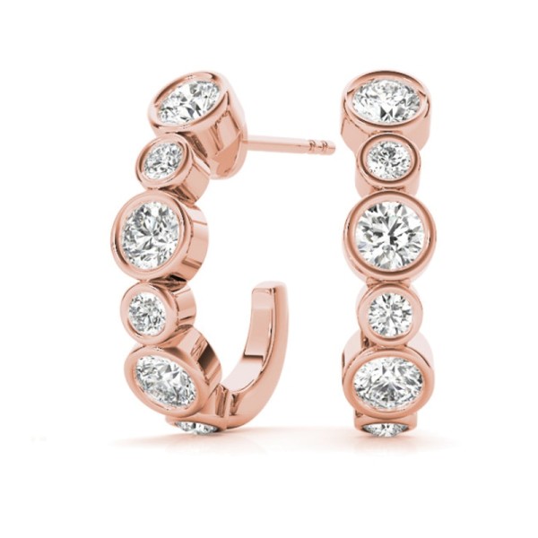 Bezel Set Diamond Hoop Earrings