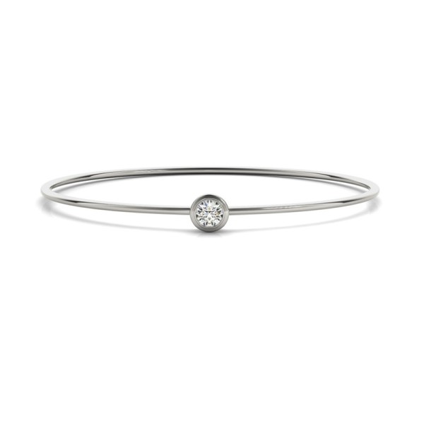 Slip On Bangle with Round Diamond Station