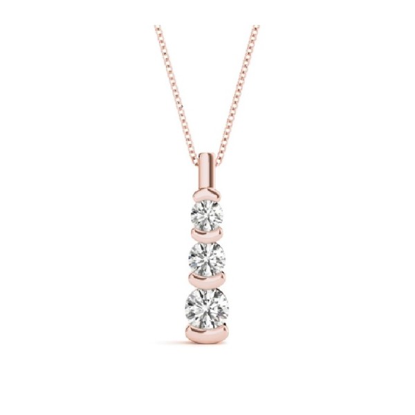 Bezel Three Stone Diamond Necklace