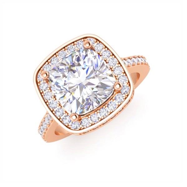 Cushion Halo Ring With Pave Diamonds