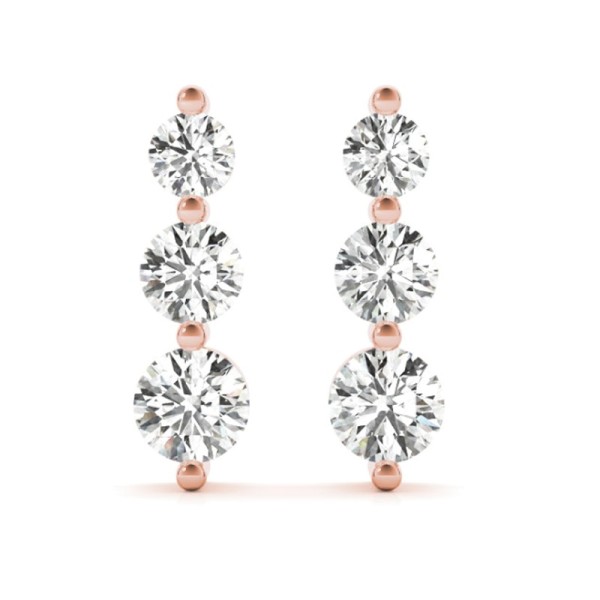 Classic 3 Stone Diamond Earrings