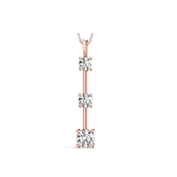 Bar Style Three Stone Diamond Necklace