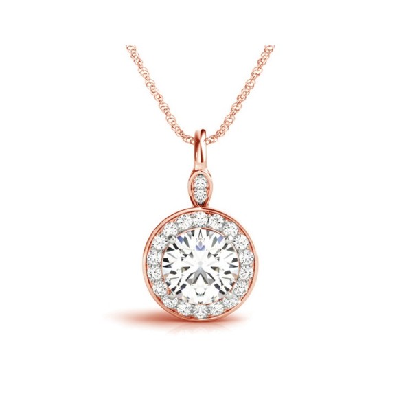 Round Halo Diamond Pendant