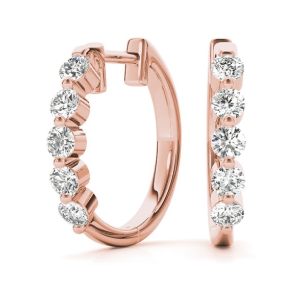 5 Stone Diamond Hoop Earrings