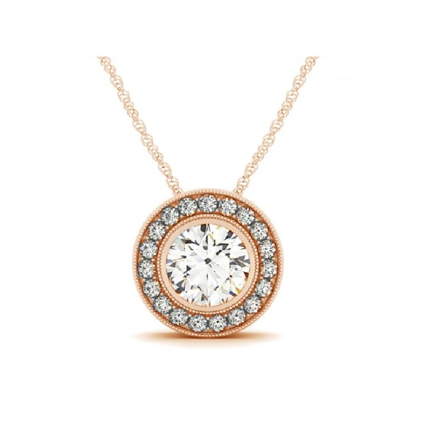 Round Halo Diamond Pendant